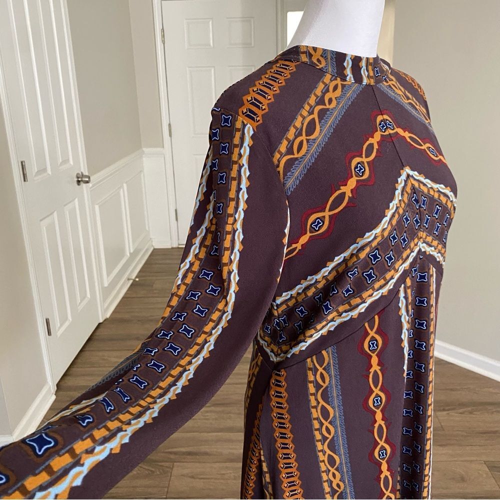 Free People Brown Patterned Long Sleeve Mini Dress - Picture 4 of 11